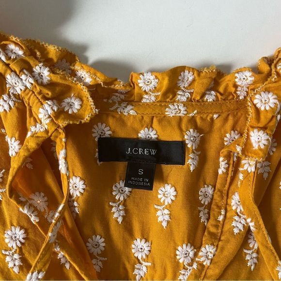 J.Crew Ruffle-sleeve cotton voile top in floating sunflowers Small - Picture 7 of 9